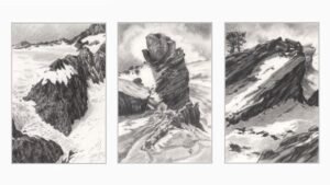 Rocks and Snow graphite drawings