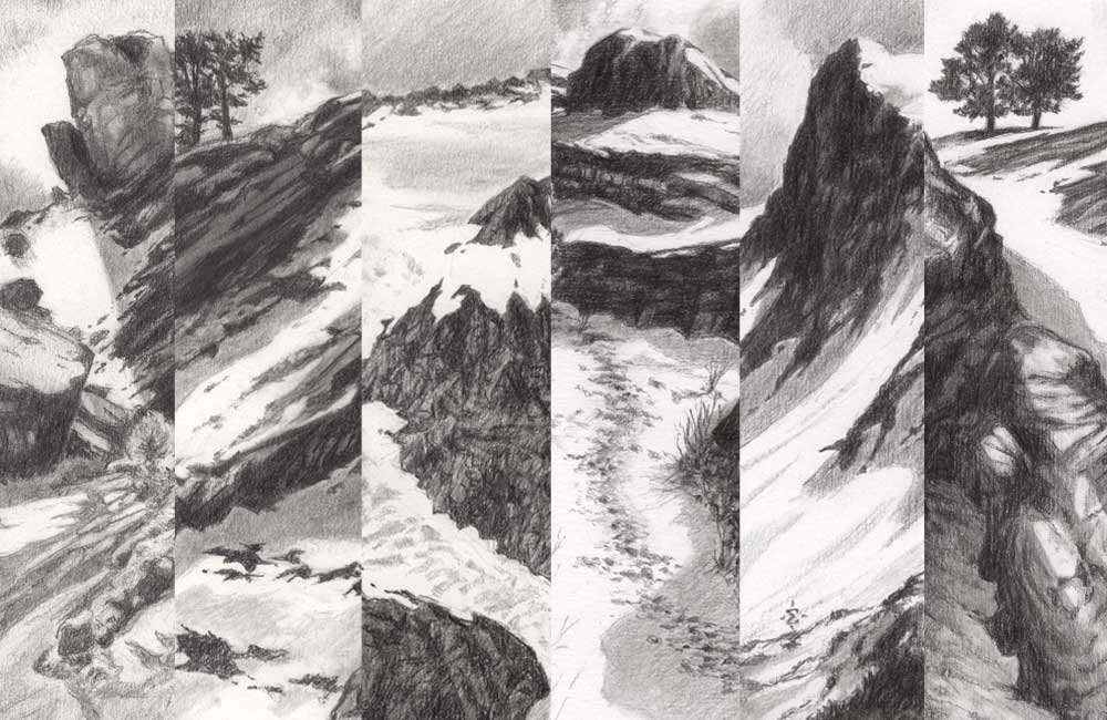 Featured image for “Rocks and Snow graphite series”