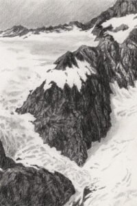 Graphite 6x4 artwork, Alaska-01, Snow and Rocks Series