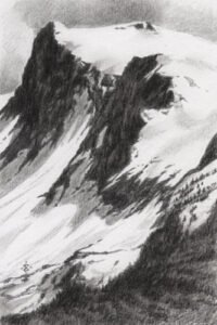 Graphite 6x4 artwork, Alaska-02, Snow and Rocks Series