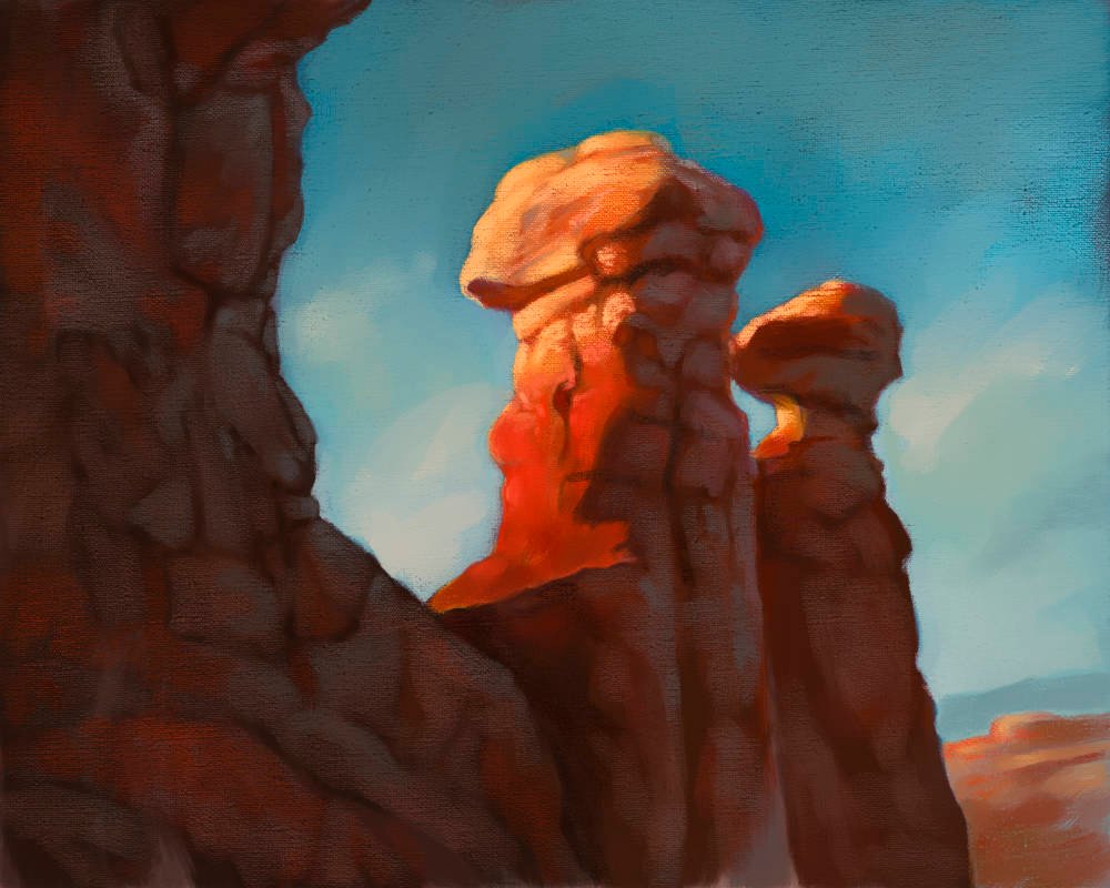 Digital landscape of rock formations in Arches National Park