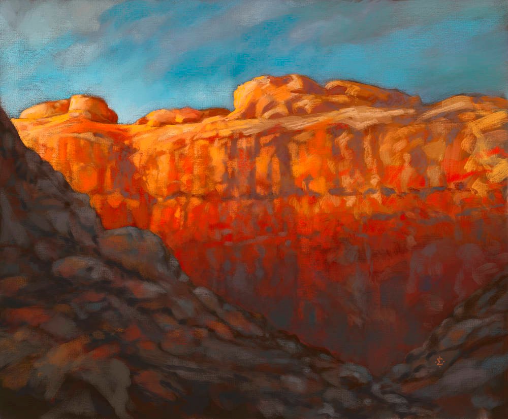 Digital landscape of sun on a cliff in Arches National Park