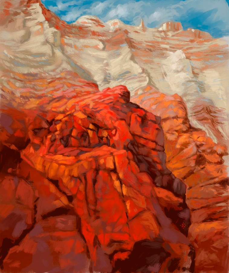 Digital landscape of hills and cliffs in Kodachrome State Park, Utah