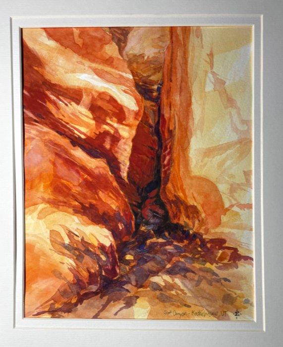 Slot Canyon, watercolor and gouache, 2025